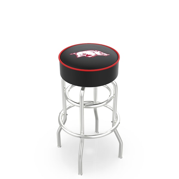25" 4" Arkansas Cushion Seat, Double-Ring Chrome Swivel Bar Stool