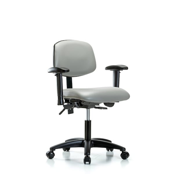 Desk Chair Desk Chair, Vinyl, AA Casters, Dov, Adjustable Arms, 18" to 23" Height, Vinyl, Dove