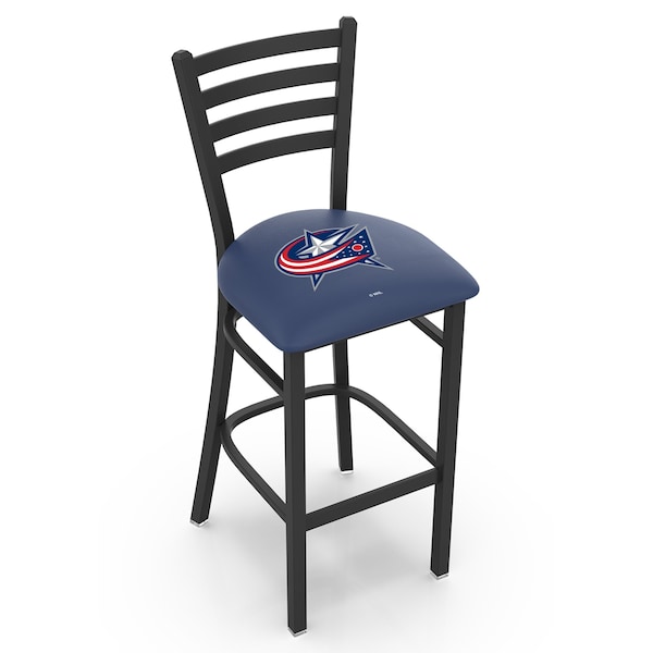 25" Blk Wrnkl Columbus Blue Jackets Station Counter Stool, Ladder Back