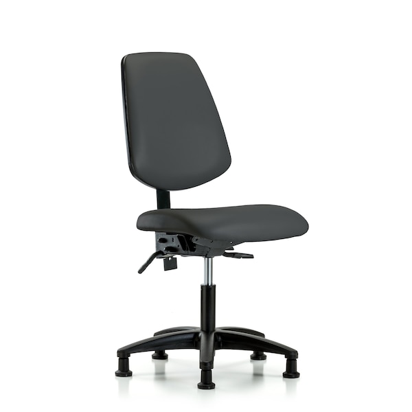 Desk Chair No Arms, 18" to 23" Height, Vinyl, Charcoal