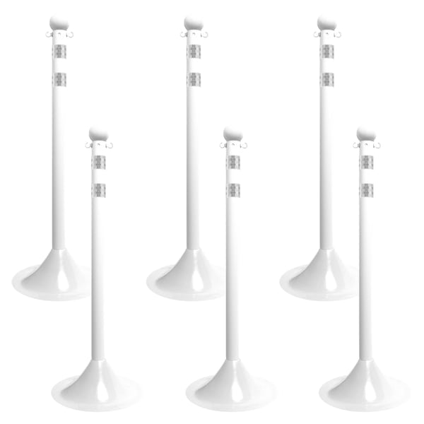 White Reflective Light Duty Stanchion (6-Pack)