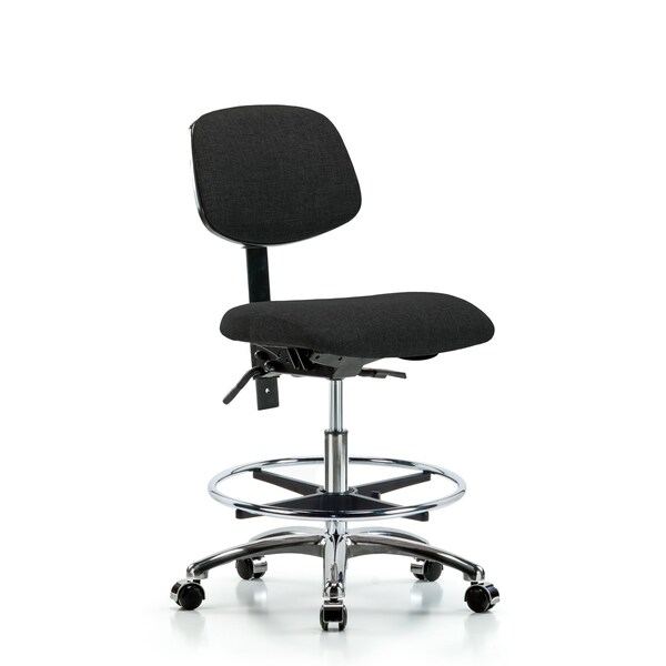 Chair, Fab, Med Bench, Chr CF Casters, Blk, No Arms, 22" to 29" Height, Black