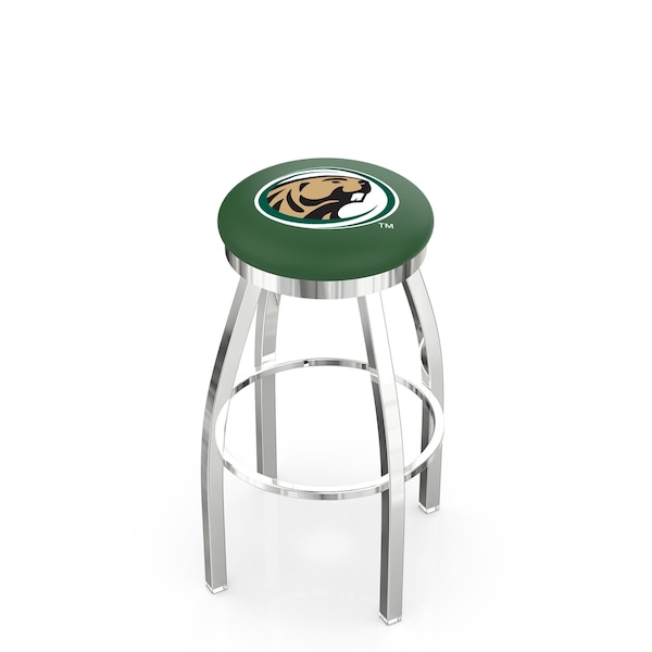 25" Chrome Bemidji State Swivel Bar Stool, Accent Ring