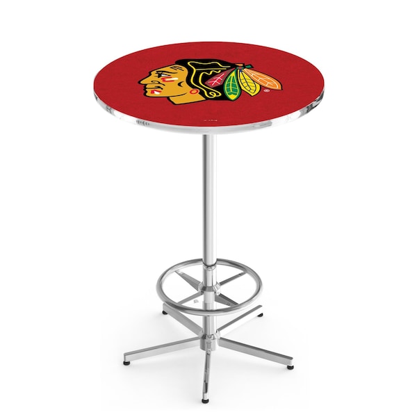 42" Chrome Chicago Blackhawks Pub Table, 36" dia. Top