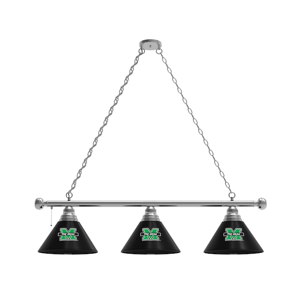 Marshall 3 Shade Billiard Light, Chrome Fixture