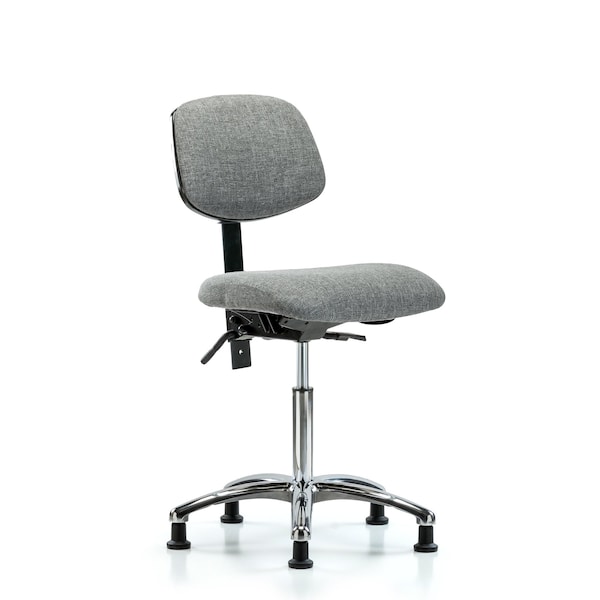 Chair, Fab, Med Bench, Chr Tilt Glides, Gry, No Arms, 22" to 29" Height, Gray
