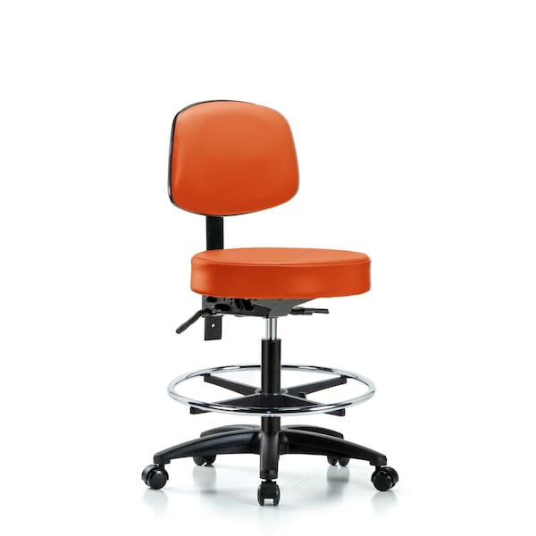 Bench Stool, Med, Vin, Bk, CF, Cast, Orange