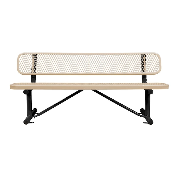 Bench/Back, Surface Mount, 6ft., Beige
