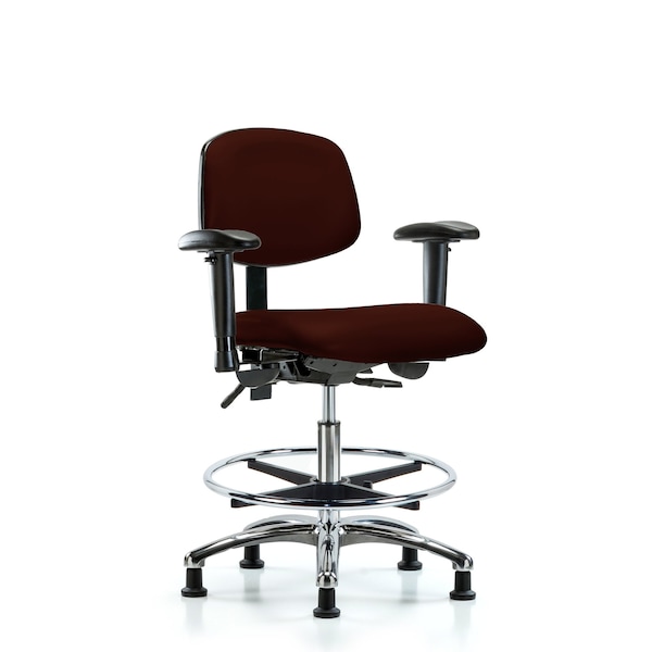 Medium Bench Chair Chair, Vin, Med Ben, CF Gld, Burg, Adjustable Arms, 22" to 29" Height, Vinyl