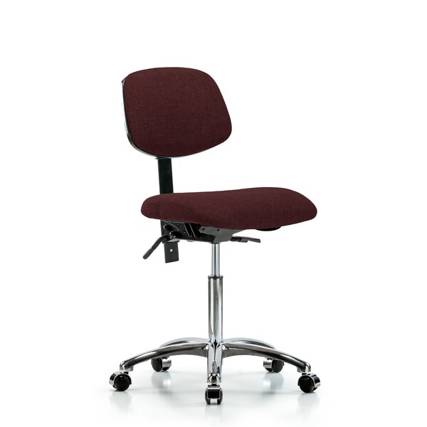 Chair, Fab, Med Bench, Chr Tilt Casters, Bur, No Arms, 22" to 29" Height, Burgundy