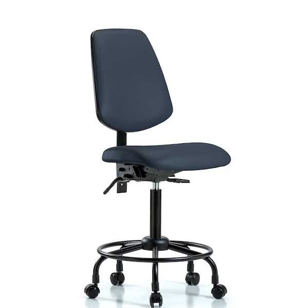 Medium Bench Chair No Arms, 23" to 31" Height, Vinyl, Imperial Blue