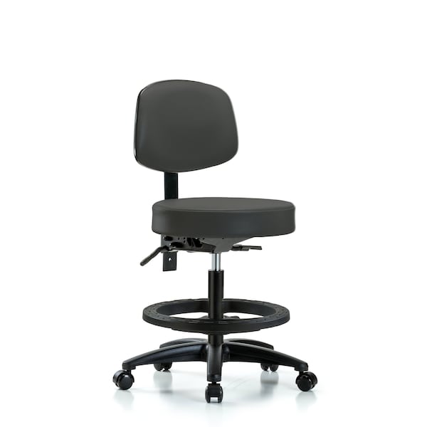 Bench Stool, Med, Vin, Bk, Tilt, BF, Cast, Gry