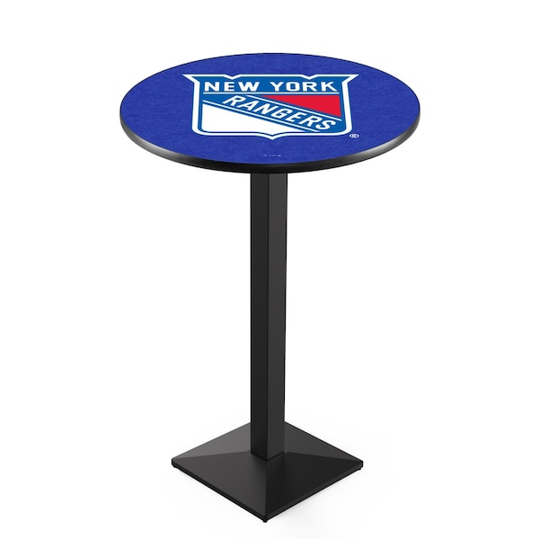 42" Blk Wrinkle New York Rangers Pub Table, 36" dia. Top