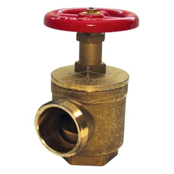 Global Angle Hose Valve with Red Steel Hand wheel, 2-1/2 x 2-1/2 in Nominal, 300 psi Pressure, Forge