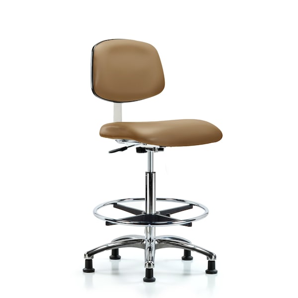 Clean Room Chair Hi Ben Chair, Vin, Chrm, CF, Glds, Taupe, CL10, 26" to 35-1/2" Height, Vinyl, Taupe