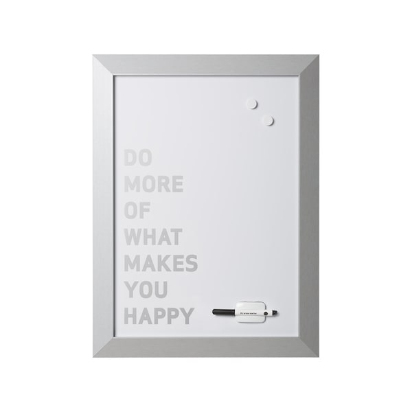 Magnetic Dry-Erase "Do More." Quote, Silver Metallic Frame, 18" X 24"
