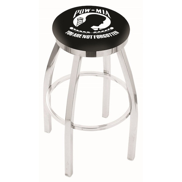 25" Chrome POW/MIA Swivel Bar Stool, Accent Ring