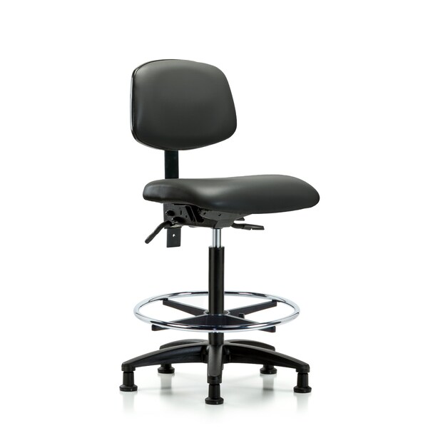 Vinyl Chair, High Bench, Tilt, Foot Ring, Glides, Carbon