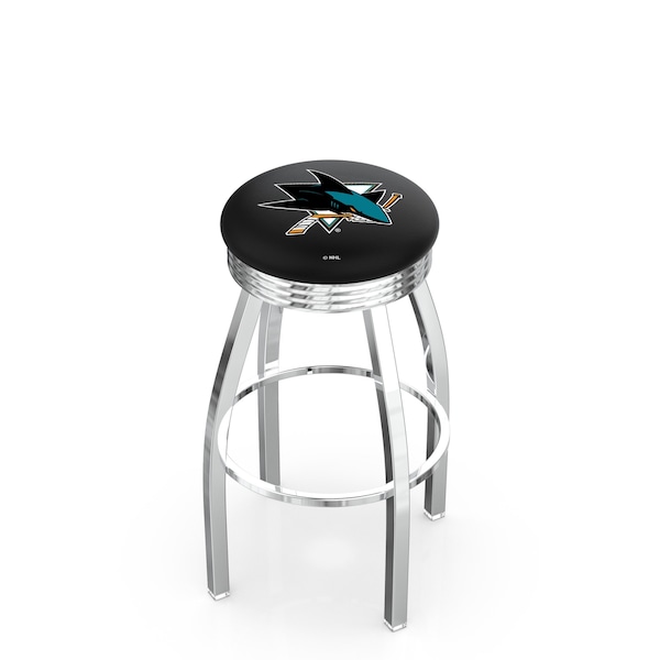 25" Chrome San Jose Sharks Swivel Bar Stool, Accent Ring