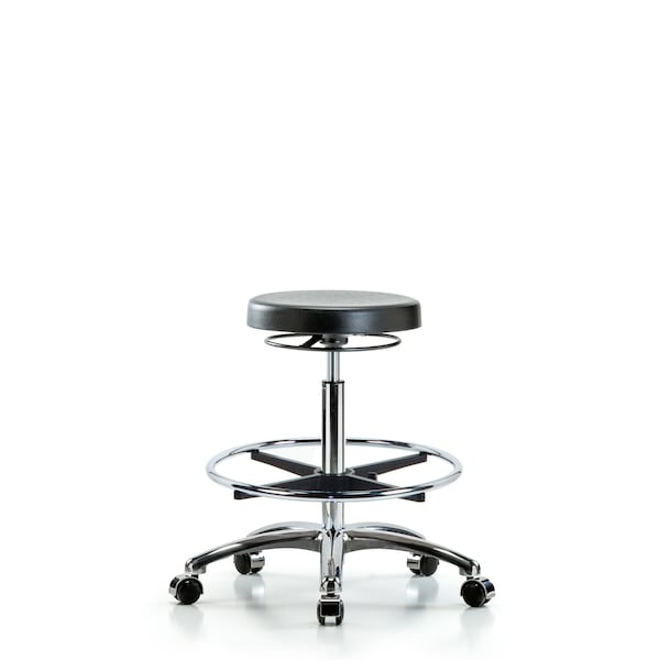 Polyurethane Stool Chrome - High Bench Height with Chrome Foot Ring and Casters