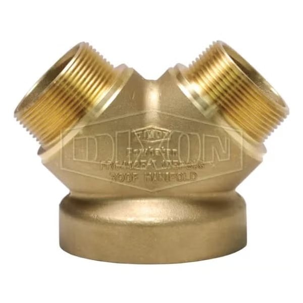 2-Way Outlet, 4 x 2-1/2 in, Male NST NH, Brass, Domestic