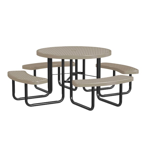 Round Portable Picnic Table, Beige, 46 in