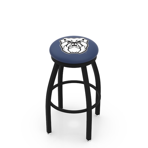 25" Blk Wrinkle Butler Swivel Bar Stool, Accent Ring