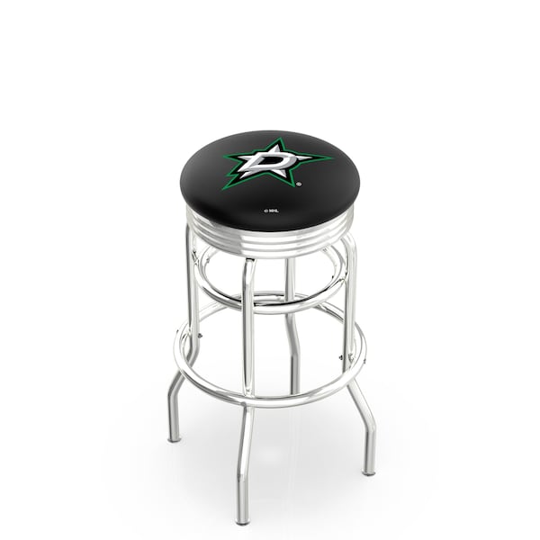 25" Chrome 2-Ring Dallas Stars Swivel Bar Stool, Accent Ring