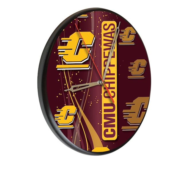 Central Michigan University 13" Solid Wood Clock