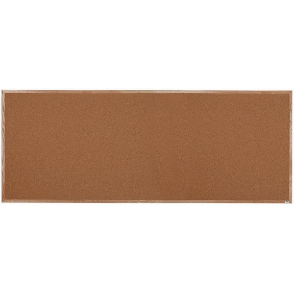 Natural Pebble Grain Cork Bulletin Board Oak Frame 48"x120"
