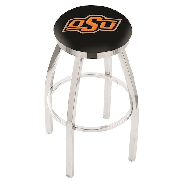 25" Chrome Oklahoma State Swivel Bar Stool, Accent Ring