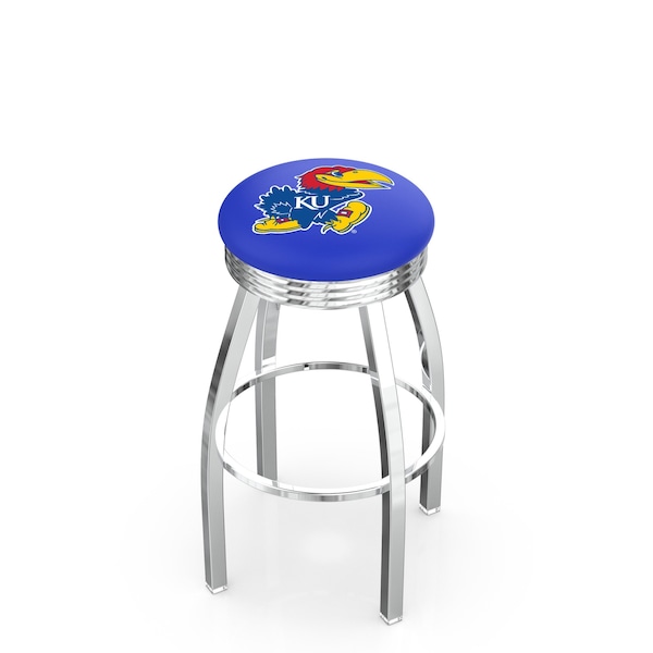 25" Chrome Kansas Swivel Bar Stool, Accent Ring