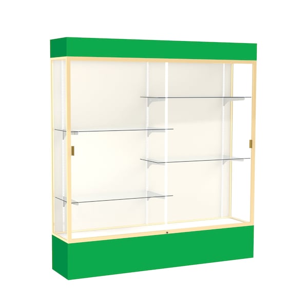 Lighted Floor Display Case 72x80x16, Plaque, Champange