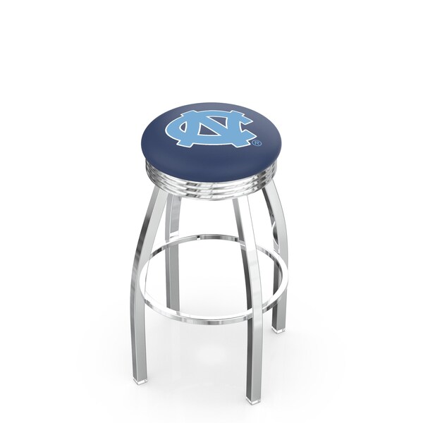 25" Chrome North Carolina Swivel Bar Stool, Accent Ring