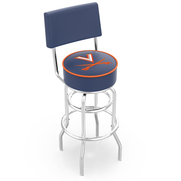 25" Chrome 2-Ring Virginia Swivel Bar Stool, Back