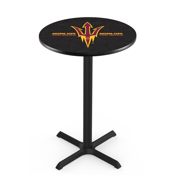 42" Blk Wrinkle Arizona State Pub Table, Pitchfork, 36" dia. Top