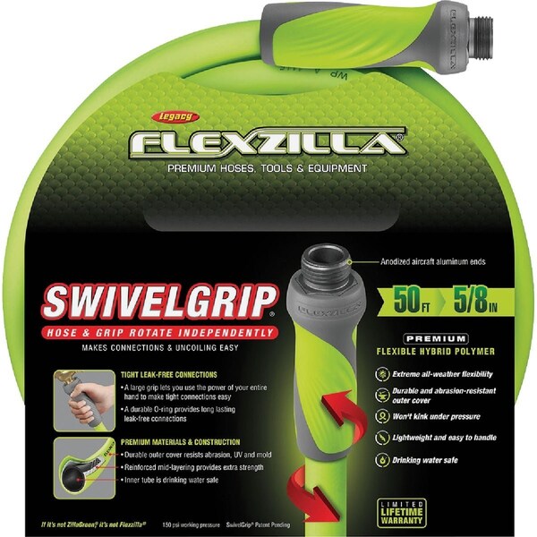 5/8'' Dia. x 50 Ft. L. Drinking Water Safe Garden Hose with SwivelGrip Connections