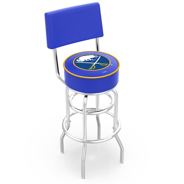 25" Chrome 2-Ring Buffalo Sabres Swivel Bar Stool, Back