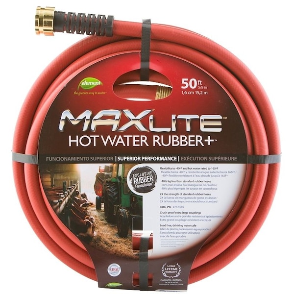 SGHW58050 Garden Hose, 50 ft L, Rubber