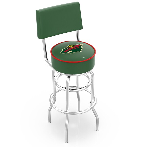 25" Chrome 2-Ring Minnesota Wild Swivel Bar Stool, Back