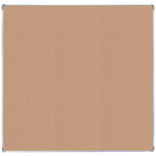 VIC Cork Bulletin Board with Euroframe Design 48"x48" Blanched Almond