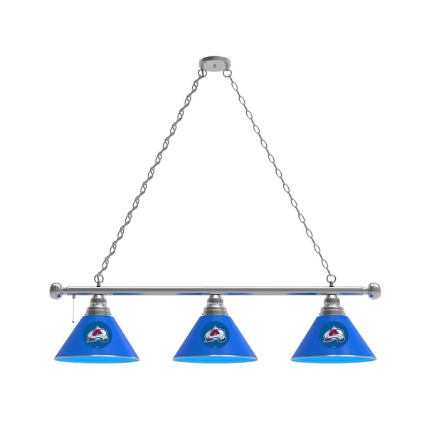 Colorado Avalanche 3 Shade Billiard Light, Chrome Fixture