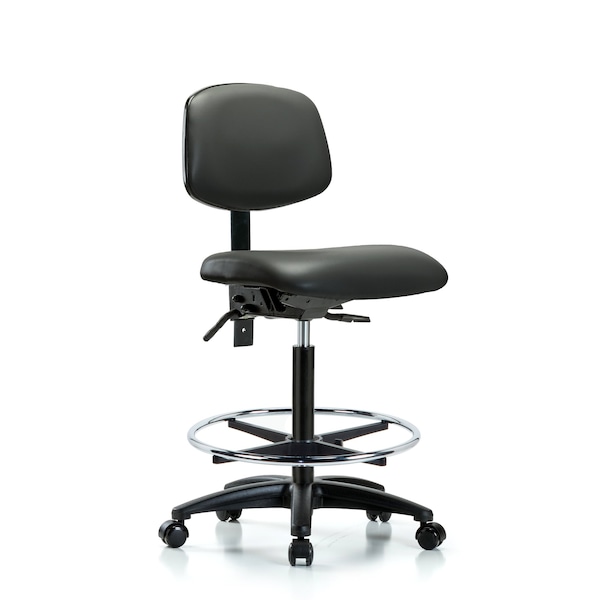 Vinyl Chair, High Bench, Foot Ring, Casters, Carbon