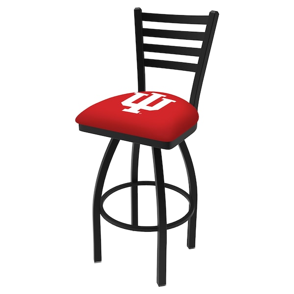 25" Blk Wrinkle Indiana Swivel Bar Stool, Ladder Back