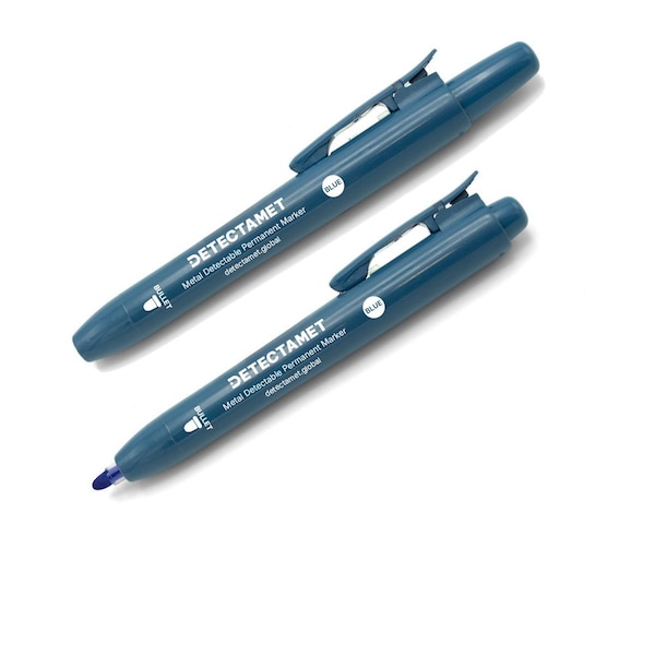 Metal Detectable Permanent Marker, Blue Color Family, 10 PK