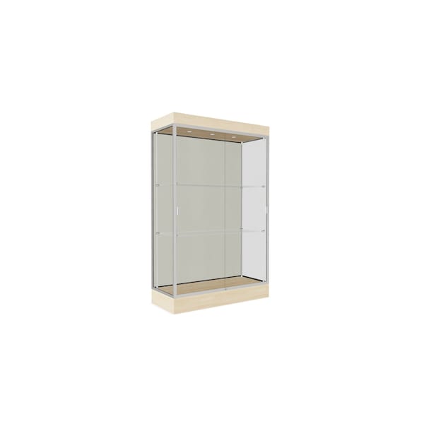 Lighted Floor Display Case 48x76x20, 6" Base, Satin