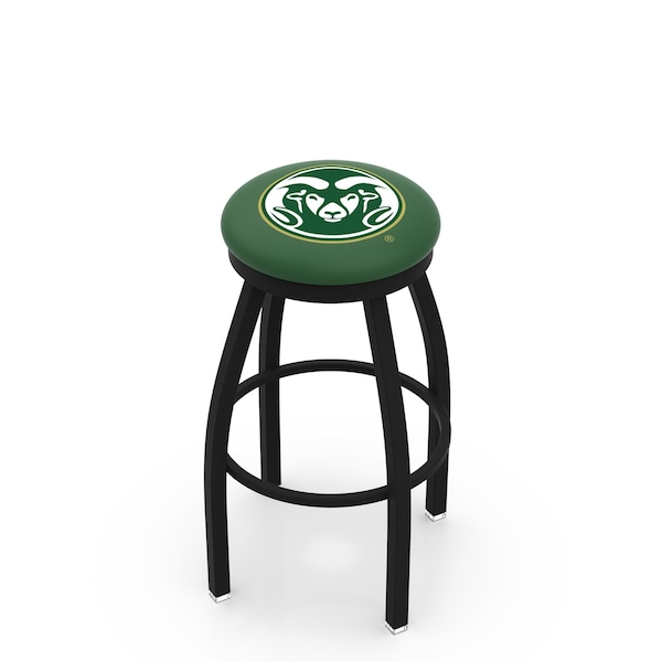 25" Blk Wrinkle Colorado State Swivel Bar Stool, Accent Ring