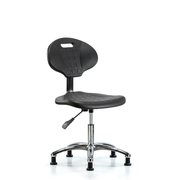 Desk Chair Erie Desk Chair, Chrome, Glides, No Arms, 17-1/2" to 22-1/2" Height, Black; Blue