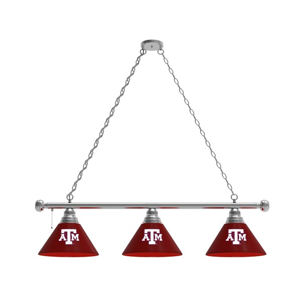 Texas A&M 3 Shade Billiard Light, Chrome Fixture
