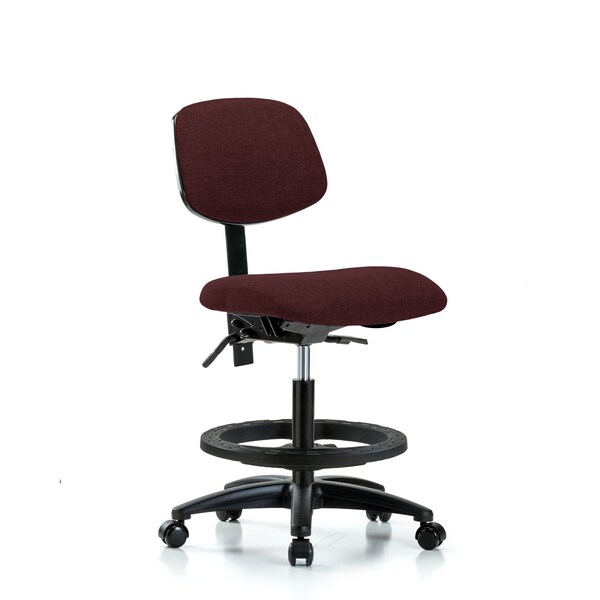 Chair, Fab, Med Bench, Tilt BF Casters, Bur, No Arms, 22" to 29" Height, Burgundy